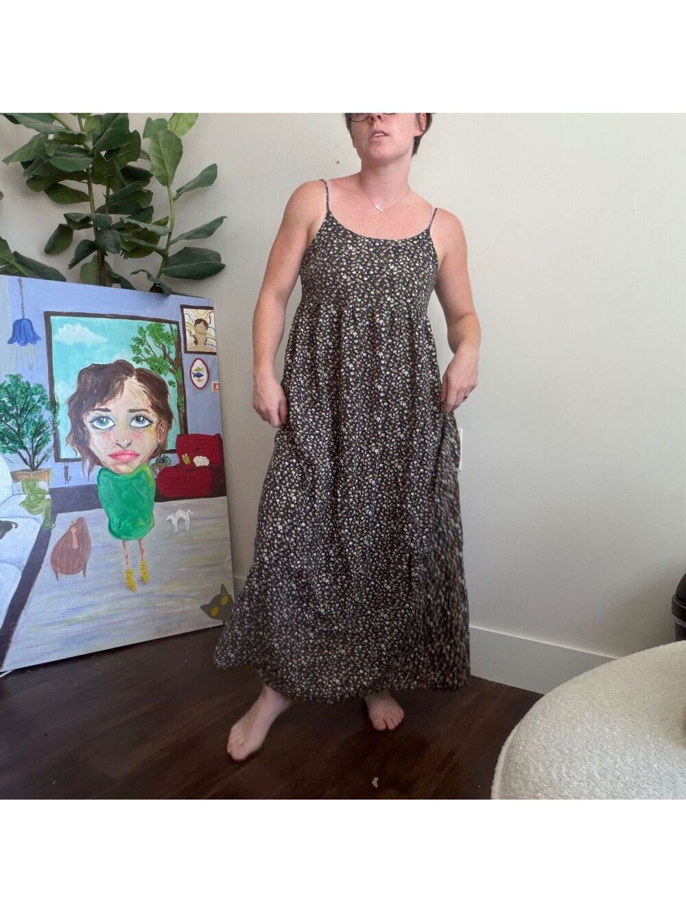 Vintage 90s floral maxi dress black floral babydoll maxi